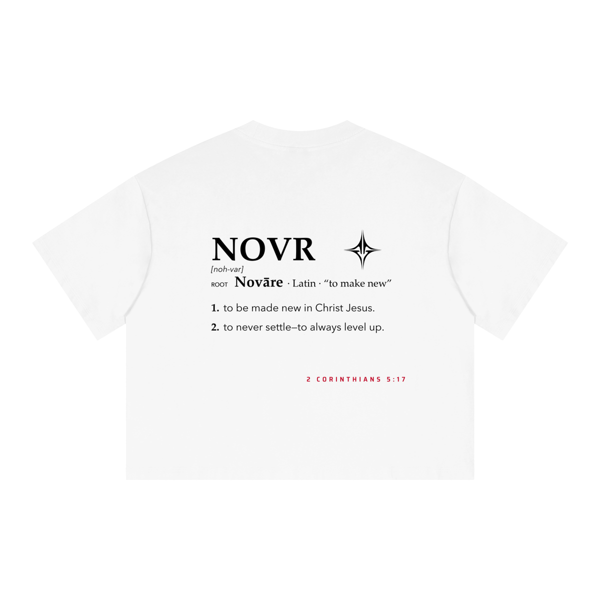 NOVR Boxy Crop Tee — Drop Shoulder (White)