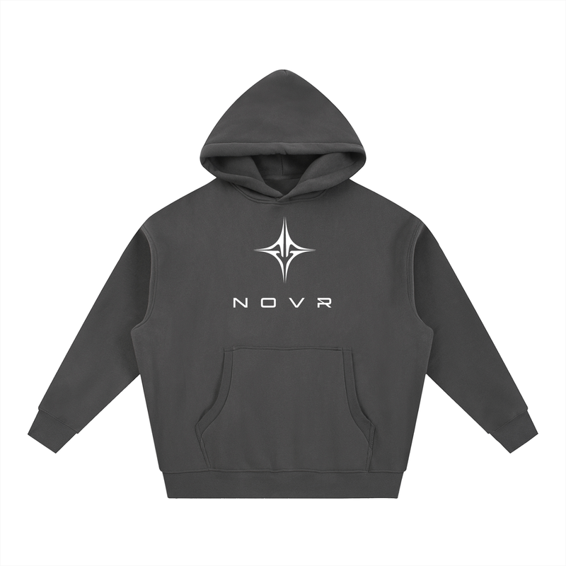 NOVR Forge Hoodie — Oversized Boxy Fit (Black) — back