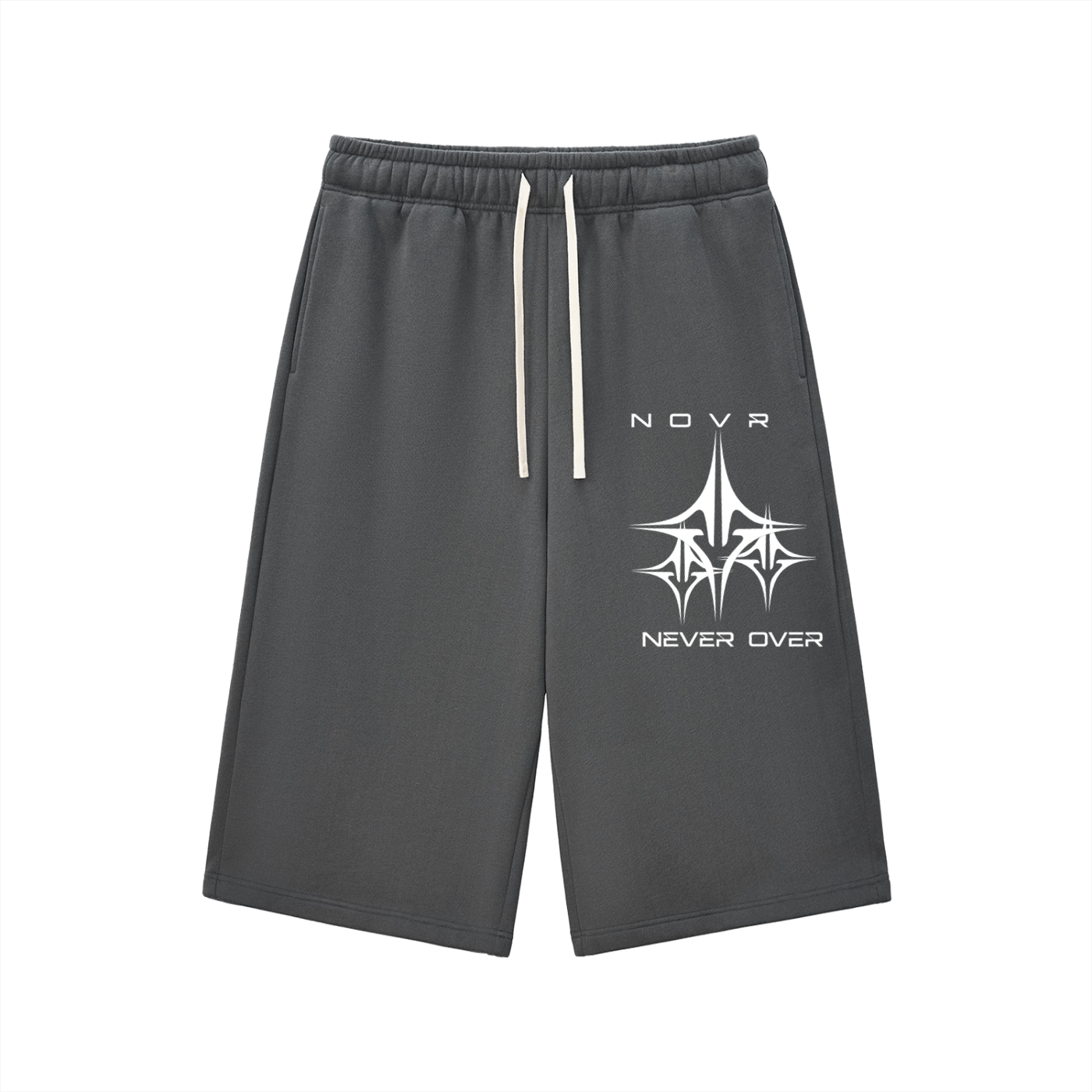 Gray NOVR Forge Sweatpants — relaxed 3/4, front