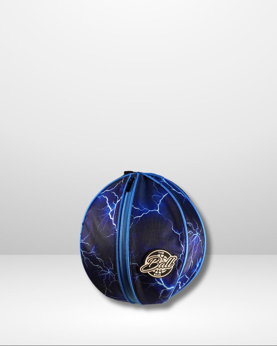 NOVR The Ballsack Static Sack — electric-blue clip-on basketball carrier