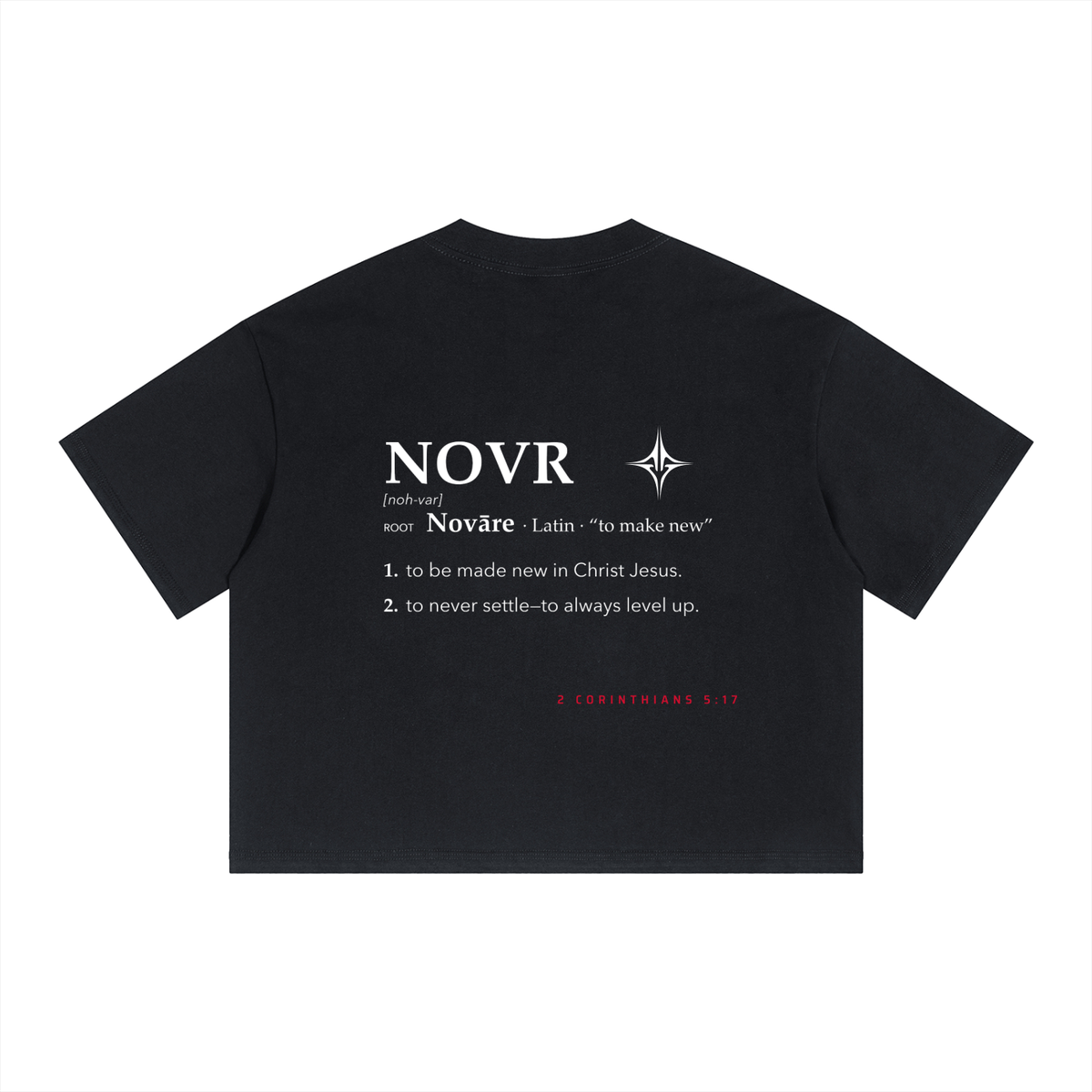 NOVR Boxy Crop Tee — Drop Shoulder (Black)